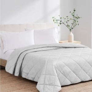 Queen Size Cooling Blanket Gray Quilted Comforter